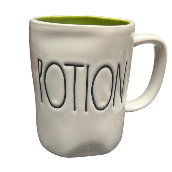 Rae Dunn Potion Mug White Mug with Green Interior and black letters - Picture 6 of 8